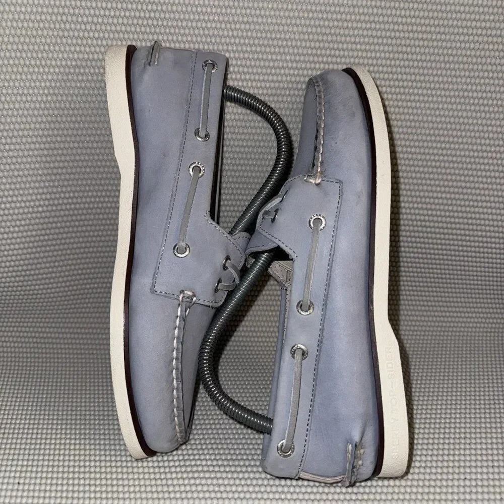 Sperry Gold Cup 2-Eye Baby Blue Leather Slip On Boat Shoes Men’s Size 7.5